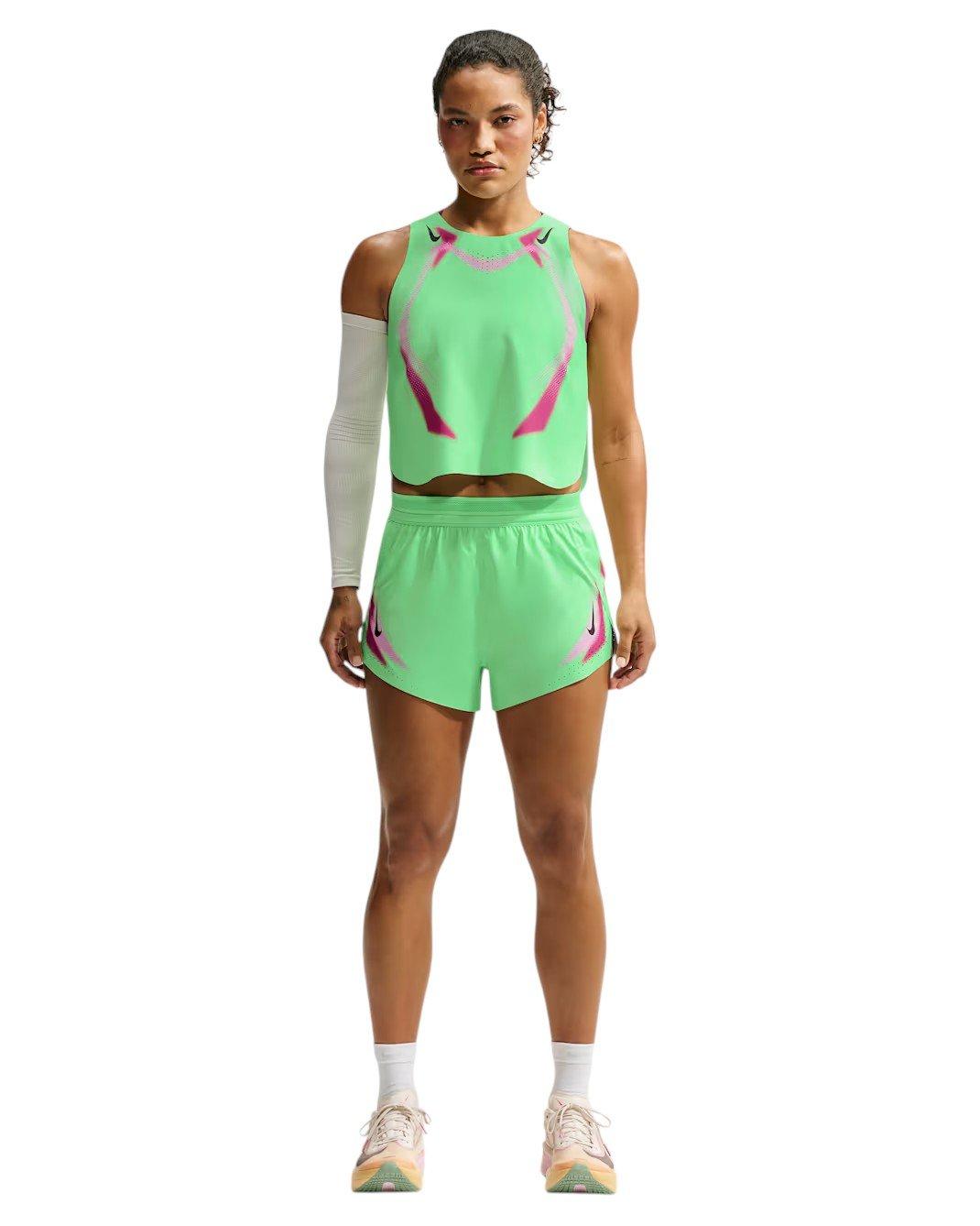 Nike Women's AeroSwift Dri-FIT ADV Cropped Running Tank Top - Green/Black - GREEN/BLACK